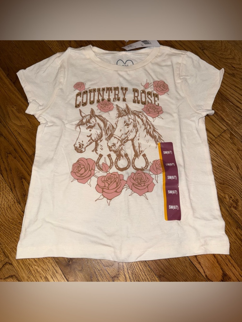 MAD Engine Cream 'Country Rose' Graphic Tee with Pink Roses